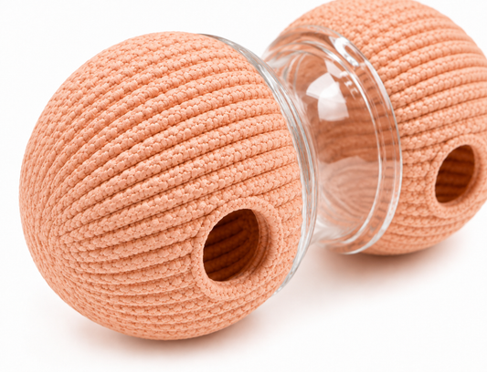 Pink Dumbbell-Shaped Cat Treat Dispenser and Rolling Toy