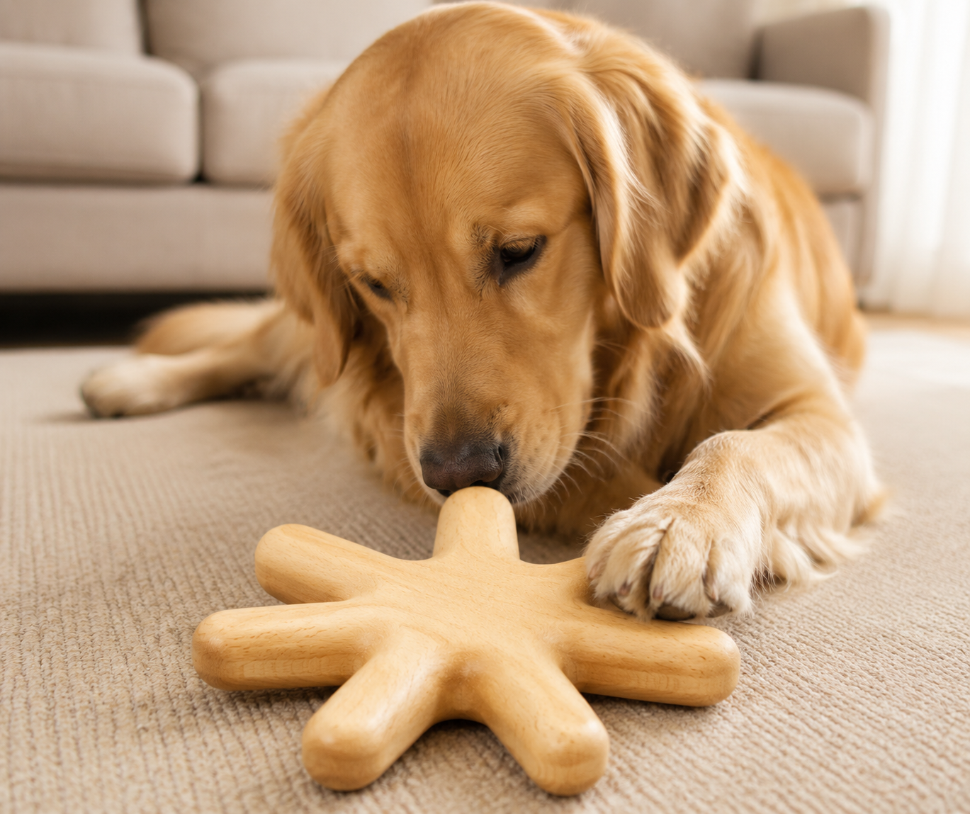Star-Shaped Dog Chew Toy with Rounded Multi-Arm Design – Natural Colour