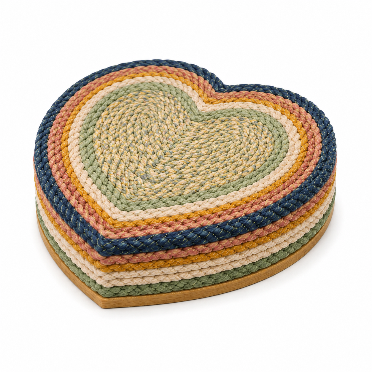 Heart-Shaped Cat Play Basket with Two Woven Balls – Multicoloured