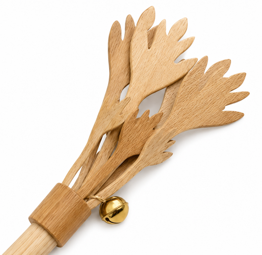 Natural-Colour Cat Teaser Wand with Bell and Multi-Strip Design