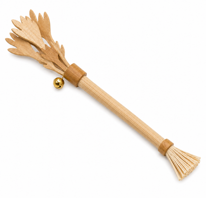 Natural-Colour Cat Teaser Wand with Bell and Multi-Strip Design — product view 3