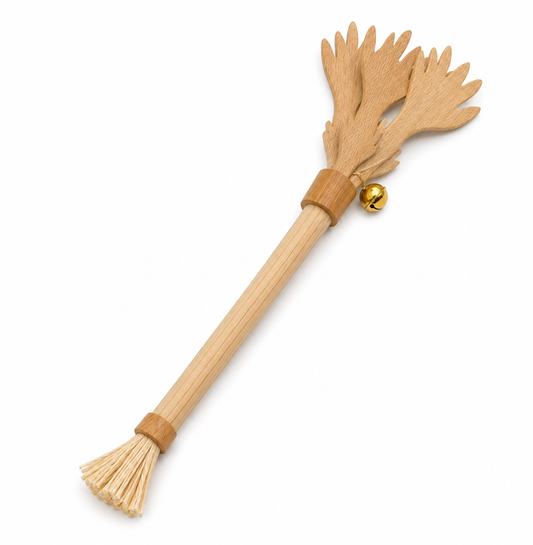 Natural-Colour Cat Teaser Wand with Bell and Multi-Strip Design