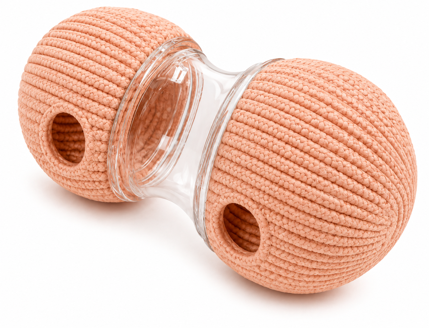 Pink Dumbbell-Shaped Cat Treat Dispenser and Rolling Toy