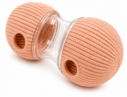 Pink Dumbbell-Shaped Cat Treat Dispenser and Rolling Toy — product view 3