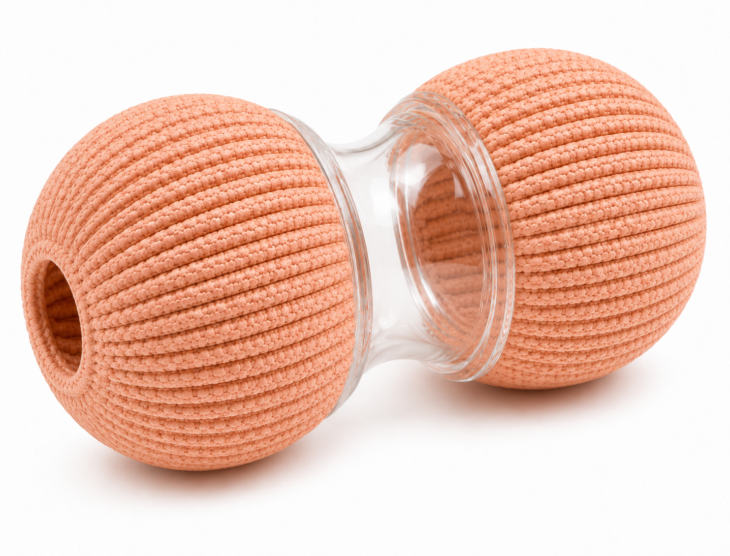 Pink Dumbbell-Shaped Cat Treat Dispenser and Rolling Toy