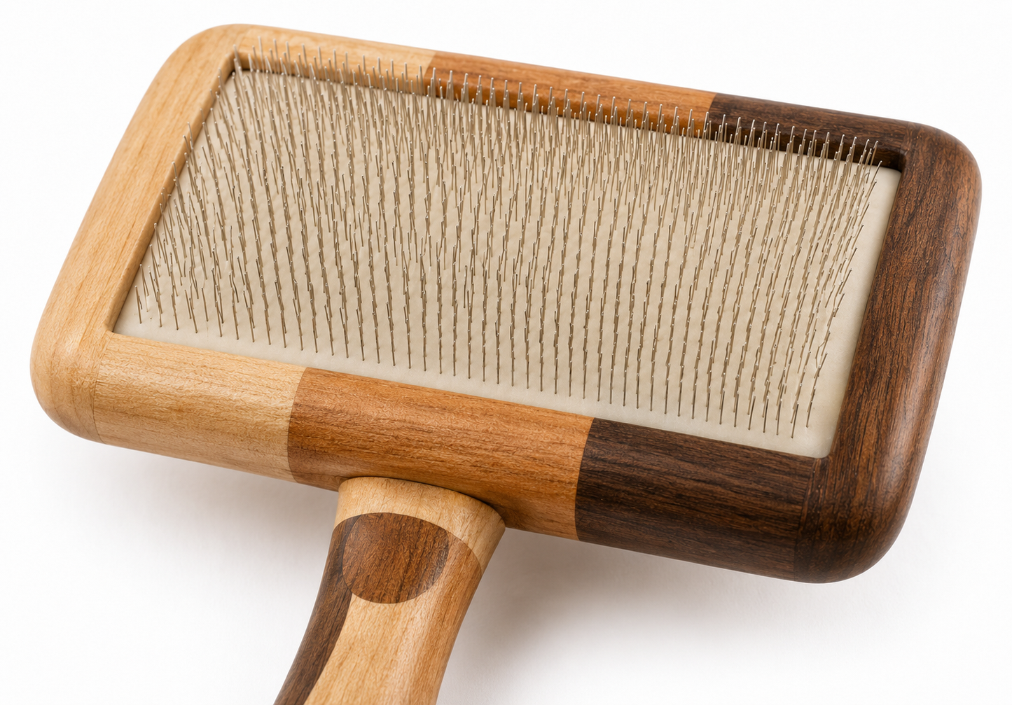 Rectangular Dog Grooming Brush with Wood-Effect Handle – Brown