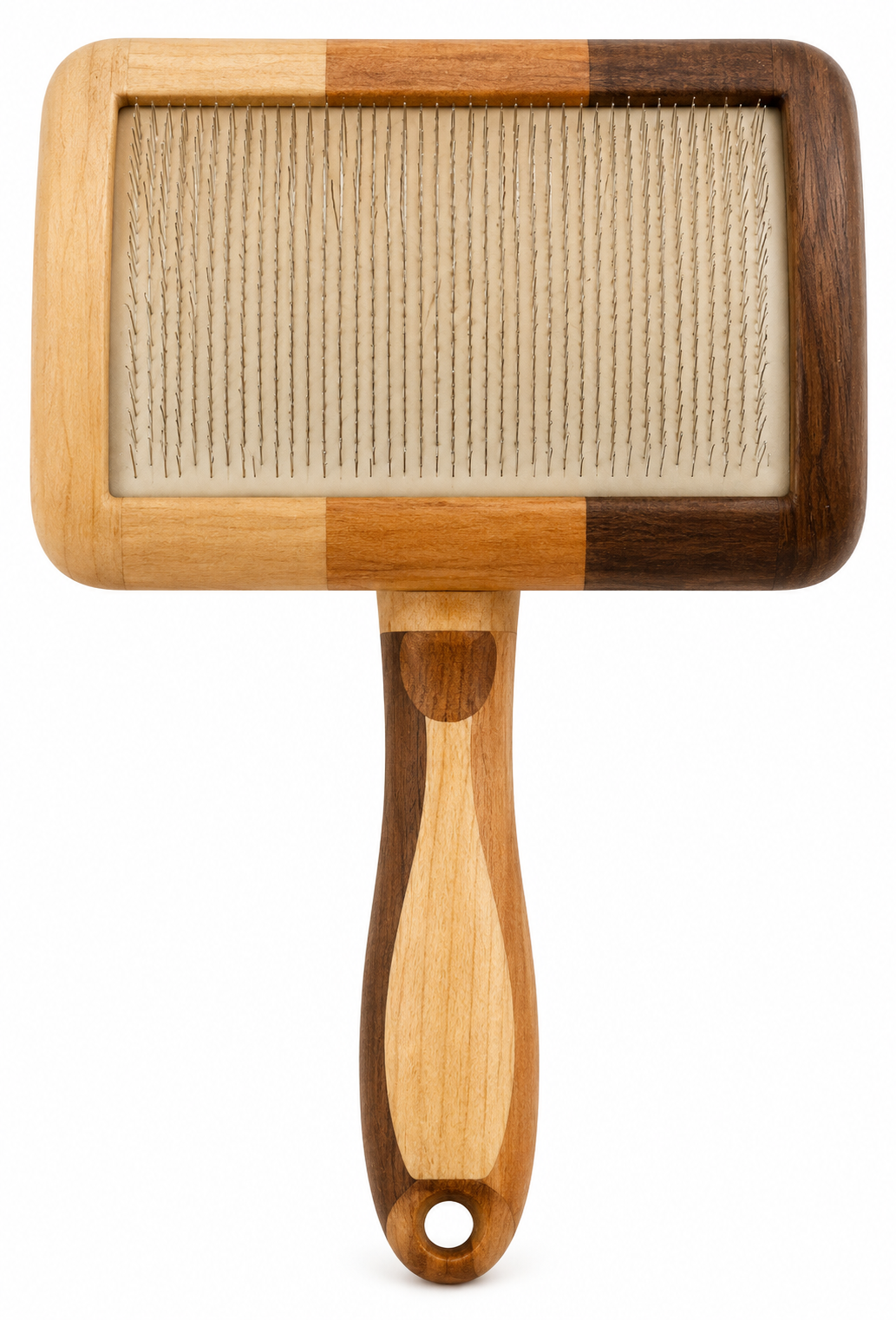 Rectangular Dog Grooming Brush with Wood-Effect Handle – Brown