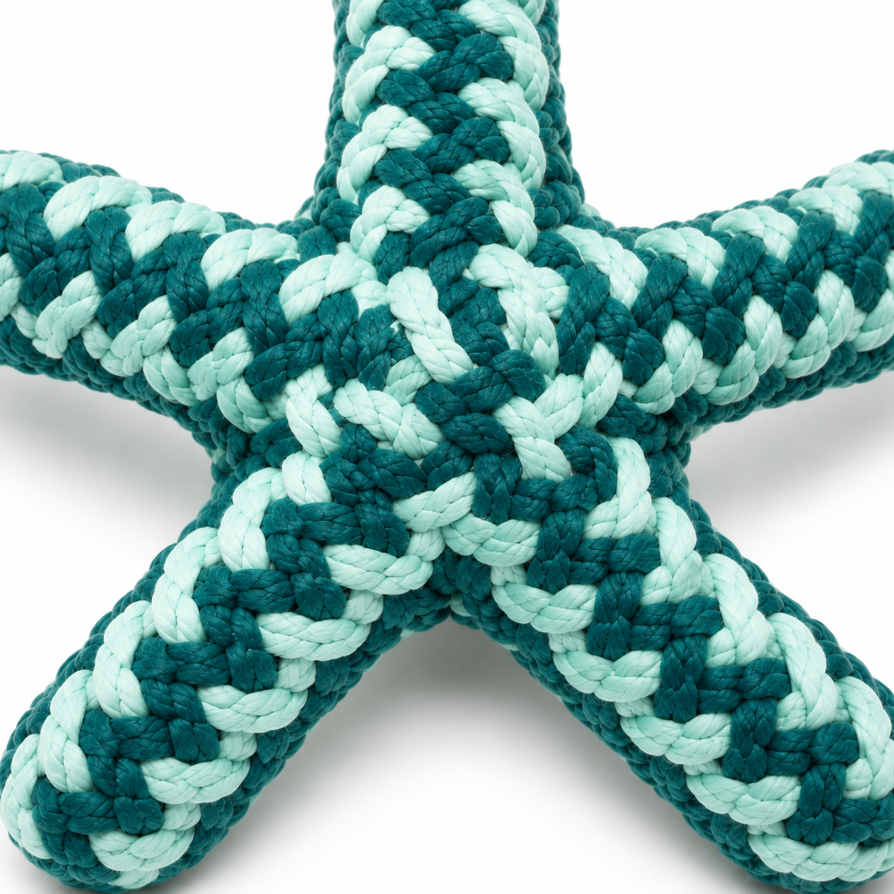 Teal and Mint Star-Shaped Woven Rope Cat Toy