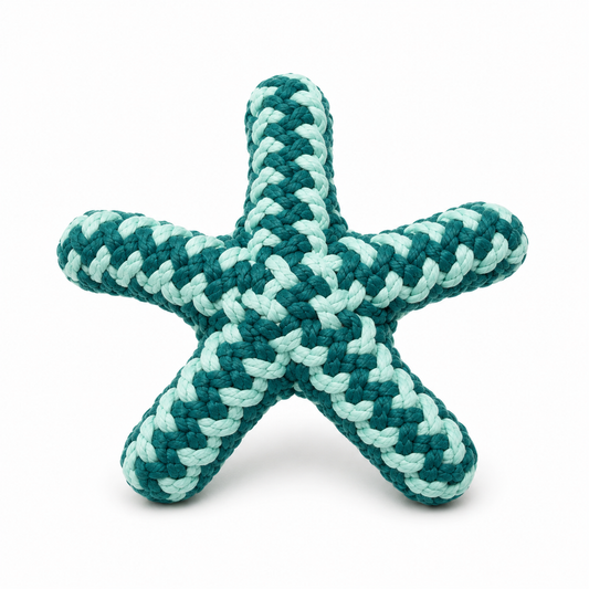 Teal and Mint Star-Shaped Woven Rope Cat Toy